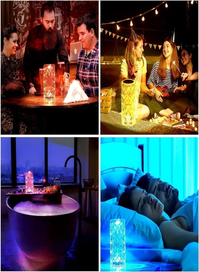 Desidiya Crystal Lamp,16 Color Changing Rose Diamond Table Lamp, USB Rechargeable Led Strip Lighting Touch Bedside Night Light with Remote Control - Image 4